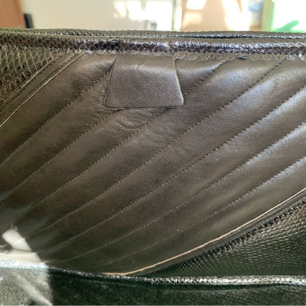 Vintage Carlos Fioro Italian Nubuck Black Leather Envelope Purse - Picture 8 of 16